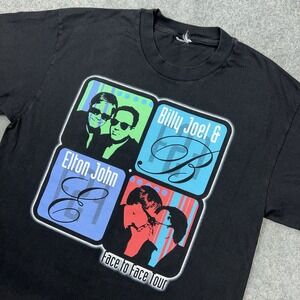 VTG Elton John Billy Joel Shirt Mens Large Black 2001 Face To Face‎ Tour Concert